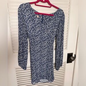 Blue and white floral mini dress